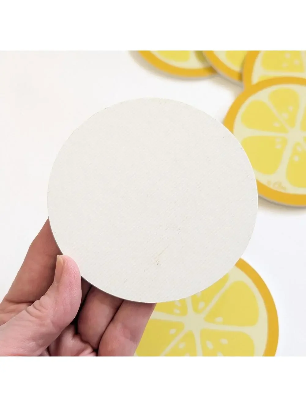 Vintage Cera Lemon Slice Drink Coasters